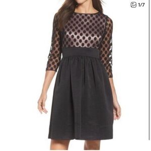 Eliza J Black Dress with Polka Dot Detail